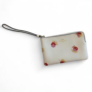 Coach White and Pink Corner Zip Wristlet With Pop Floral Print